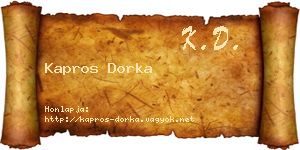 Kapros Dorka névjegykártya